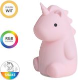 EGLO Castellino Eenhoorn Nachtlampje Kinderen & Baby - Draadloos - 15.5 cm - Roze - RGB & Wit Licht - Oplaadbaar - Touch bediening