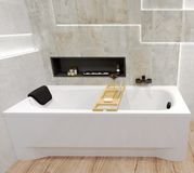 Badland BONA ligbad 190 x 80 cm wit met hoofdsteun met bamboe badplank