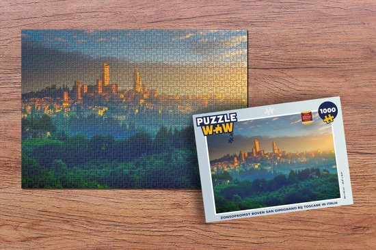 MuchoWow Puzzel Zonsopkomst boven San Gimignano bij Toscane in Italië - Legpuzzel - Puzzel 1000 stukjes volwassenen