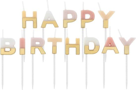 Folat Kaarsenset 'Happy Birthday' pale pastel