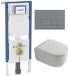 Geberit QeramiQ Dely Swirl Toiletset - 36.3x51.7cm - Geberit UP720 Duofix Sigma inbouwreservoir - 35mm zitting - bedieningsplaat lichtgrijs - rechthoekige knoppen - mat wit