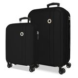 Roll Road Menorca Kofferset Zwart 46x65x24 cm Hard ABS Geïntegreerd Combinatieslot 91L 6.05kg 4 Dubbele Wielen Uitbreidbaar Handbagage