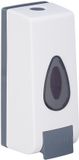 Merkloos 2x zeepdispenser wandmontage - 350 ml - wit/grijs - Kunststof