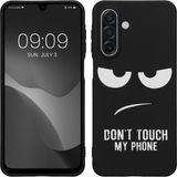 kwmobile telefoonhoesje geschikt voor Samsung Galaxy A18 4G / 5G - Hoesje voor smartphone in wit / zwart - Backcover van TPU - Don't Touch My Phone design