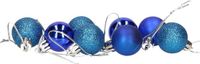 Gerimport Gerim Kerstballen - 8 stuks - blauw - kunststof - mat/glans/glitter - D3 cm