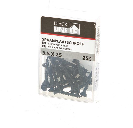 Blackline Spaanplaatschroef Hcp Zwart Pk Torx TX20 +Snijpunt 3.5X25 | 25 stuks