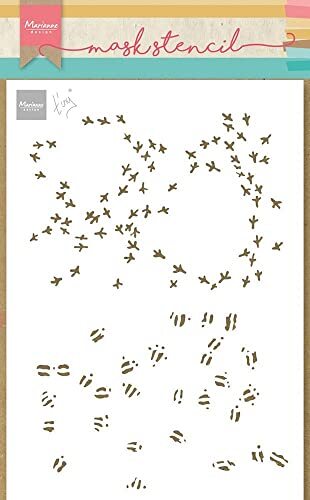 Marianne Design Masker Stencil, Tiny's Bird & Deer Prints, voor Scrapbooking Cardmaking en andere papieren ambachten, wit, One Size