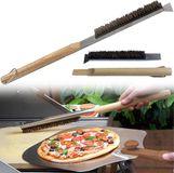 Brosse de nettoyage sans marque avec long manche - bois et acier inoxydable