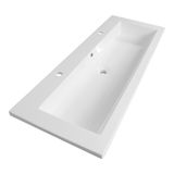 Saniclass Bologna meubelwastafel 120x2.5x45.7cm met overloop 1 wasbak 2 kraangaten Mineraalmarmer Wit 2585