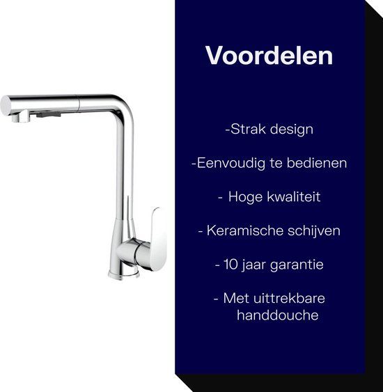 Plieger Vand keukenkraan met uittrekbare uitloop chroom