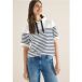 Sweater met korte mouwen, capuchon en strepen