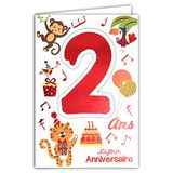 AFIE 69-2102 Happy Birthday 2 jaar rood glanzend kinderen jongens meisjes