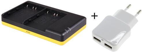 - (compatible) Duo lader voor 2 camera accu's Nikon ENEL3 / ENEL3e + handige 2 poorts USB 230V adapter