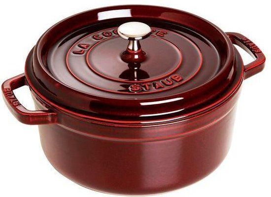 Staub Cocotte Rond 24cm - Bordeaux - Met Deksel - Geëmailleerd Staal