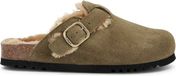 Scholl Fae New Fur Suede Khaki Clogs Dames
