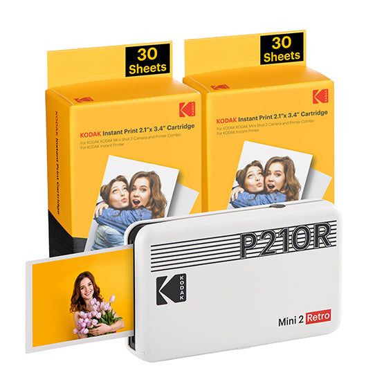 Kodak Mini 2 Retro Photo Printer - White - 2.1" x 3.4" - Dye-sub - Bluetooth - USB-C