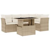 vidaXL Loungeset met kussens, polyrattan, beige