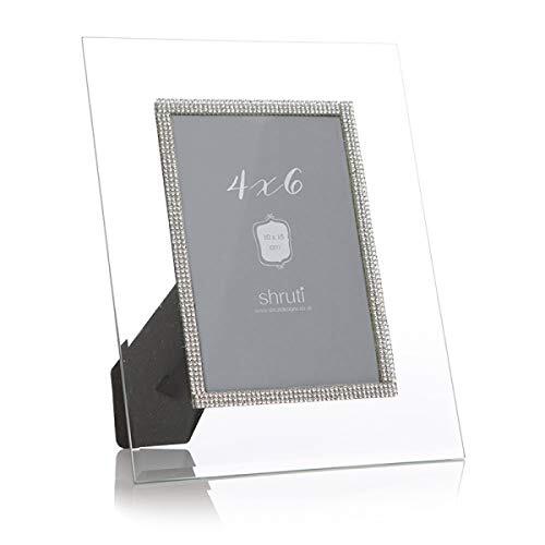 Shruti Personalised - 4" x 6" Clear Glass Photo Frame met Crystal Beads - Voeg je eigen speciale boodschap toe, Not Personalised