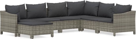 vidaXL 7-delige Loungeset met kussens poly rattan grijs