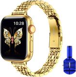 By Qubix - Stalen slim fit band - Goud - Geschikt voor Apple Watch 38mm / 40mm / 41mm / 42mm