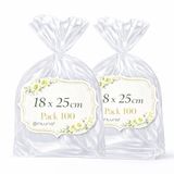 Ofituria Cellofaanzakjes, transparant, 18 x 25 cm, grote transparante zakjes voor boeken en desserts, transparante zakjes voor geschenken en verpakking, 2 verpakkingen (200 zakken)