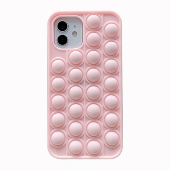 N1986N N1986N iPhone 7 Pop It Hoesje - Silicone Bubble Toy Case Anti Stress Cover Roze