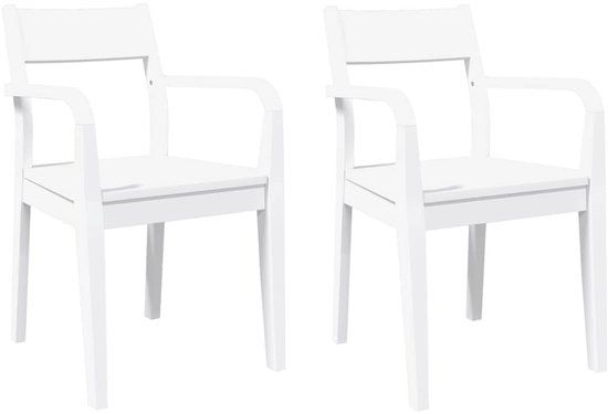 vidaXL Eetkamerstoelen 2 stuks massief hout rubber wit