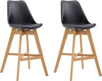CLP Cannes Set de 2 tabourets de bar - Plastique & Similicuir noir natura