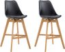 CLP Cannes Set de 2 tabourets de bar - Plastique & Similicuir noir natura
