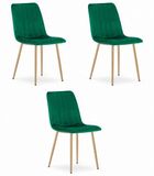 LEOBERT Set van 3 Eetkamerstoelen LAVA - Groen - Houtlook Metalen Poten - Velvet Bekleding