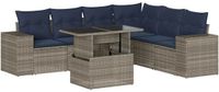 vidaXL - 7-delige - tuinbankset - met - kussens, - grijs - polyrotan