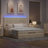 Prolenta Maison Exclusive - Ottoman bedframe met matras, crème kleur, 180x200 cm, textiel