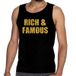 Bellatio Decorations Gouden rich & famous glitter tanktop / mouwloos shirt zwart heren - heren singlet Gouden rich & famous XL