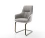 Zelia-Flex Sledestoel met armleuning, titanium, zachte stof met structuur, gris, pocketveer kern