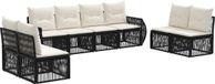 vidaXL Ensemble de banc de jardin 8 personnes noir et crème polyrotin