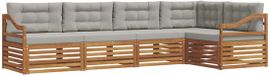 vidaXL Hoek loungeset 5-zits Acaciahout Naturel en lichtgrijs