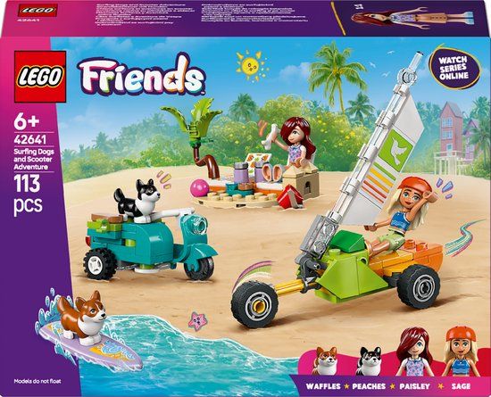 LEGO Friends 42641 Surf- en scooterplezier met de honden - Bouwset - 113 onderdelen