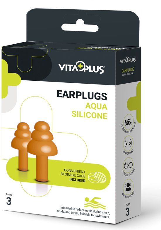 Vitaplus Earplugs Aqua Silicone - Oranje - 6 stuks