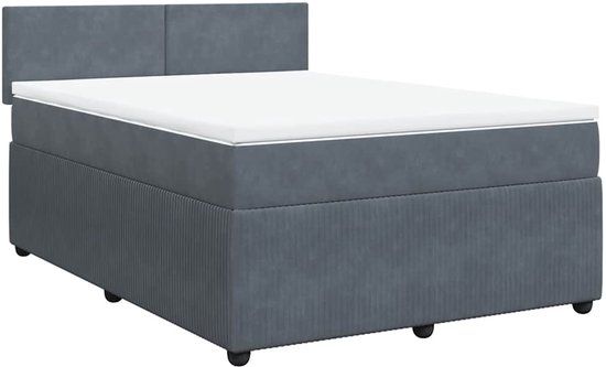 vidaXL Boxspring met matras fluweel donkergrijs 160x200 cm