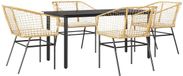 vidaXL Ensemble de jardin 5 pièces avec coussins, marron, polyrotin, verre