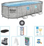 Bestway Ovaal Power Steel Swim Vista Zwembad - Steenprint - 549 x 274 x 122 cm