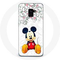 Maniacase Hoesje voor Samsung Galaxy A8 Plus Mickey Mouse Bloemen Harten