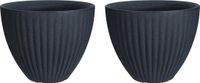 Pro Garden Pot de fleurs - 2x - plastique - anthracite - 39 x 40 cm - pot de fleurs