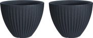 Pro Garden Pot de fleurs - 2x - plastique - anthracite - 39 x 40 cm - pot de fleurs