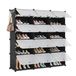 Mondeer Schoenenkast, 3 x 7 etages, kunststof schoenenrek, schoenenorganizer met deur, ruimtebesparend voor 42 paar schoenen in hal, slaapkamer, zwart