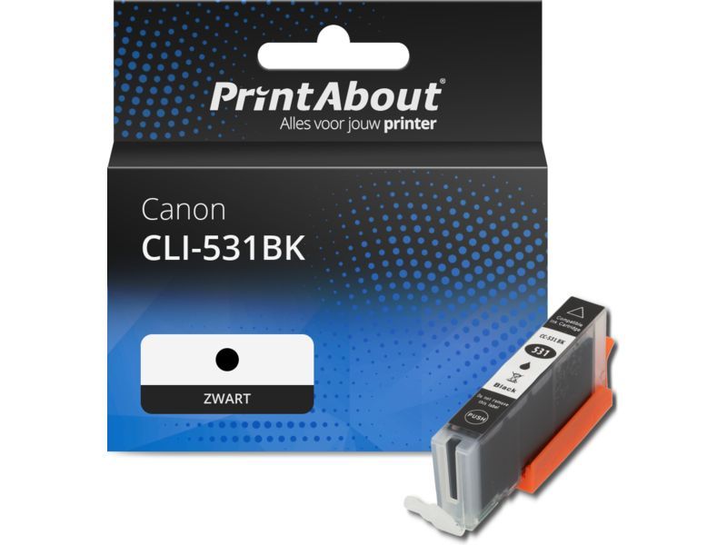 PrintAbout Inktcartridge CLI-531BK Zwart geschikt voor Canon