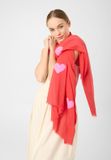 Codello Geborduurde katoenen omslagdoek met hartmotieven voor dames, rood