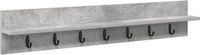 vidaXL Wandkapstok met plank, wandmontage, betongrijs, 100 x 10,5 x 18 cm