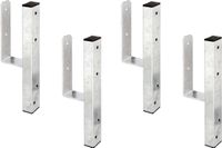 Alberts Set van 4 U-paaldragers, voor L-randstenen voor vierkante houten palen, thermisch verzinkt, lichte breedte 90 mm, lengte 410 mm