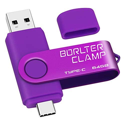 BORLTER CLAMP 64GB Type C USB-stick, BorlterClamp USB 3.0 Geheugenstick 2 in 1 OTG USB-Flashstation voor Android-Smartphones Samsung S10/S9/S8/Note 9, LG, Huawei, enz, Tablets en Computer (Paars)